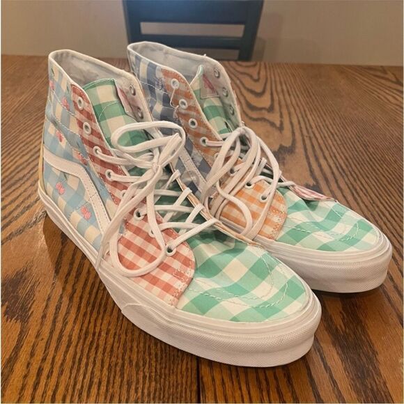 VANS Sk8-Hi Tapered Skate Shoe Gingham Color-Block Size 13 Men's - Picture 2 of 11